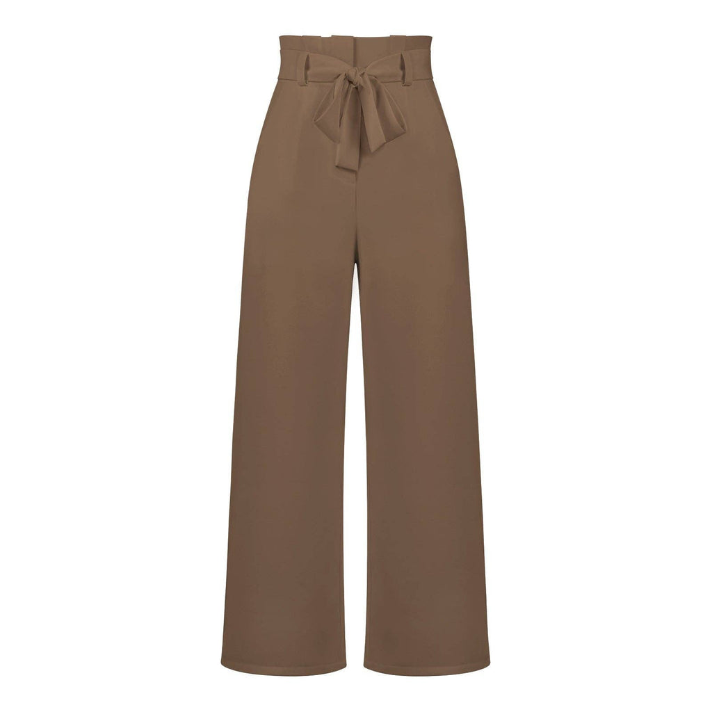 Women's Wide-Leg Trousers with Belt Casual Commuter Pants