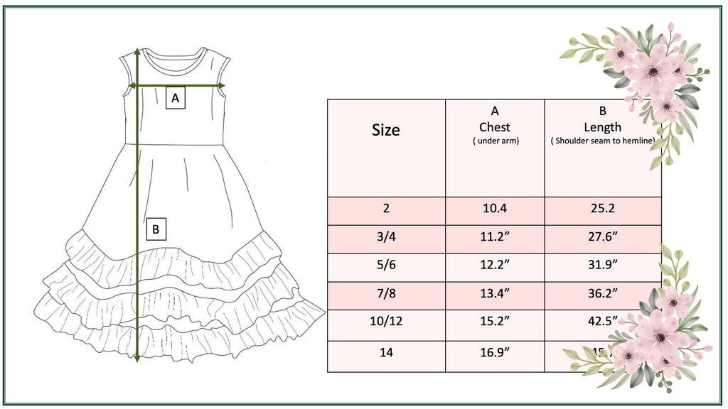 Kids Retro Butter Floral 3 Ruffle Spring Summer Easter Dress