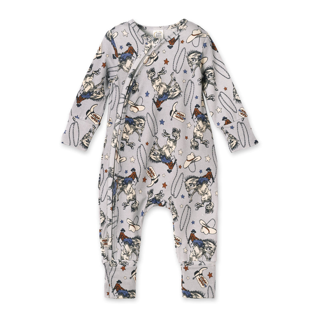 Western Cowboy Rodeo Zipper Baby Romper - Bamboo Convertible