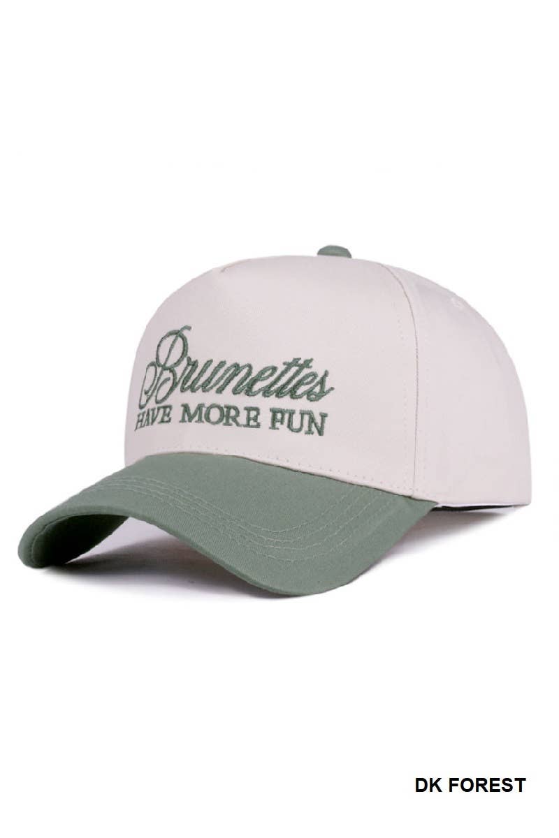 ,,,....1015 Brunettes Have More Fun Two Tone Canvas Cotton Cap SI-28911
