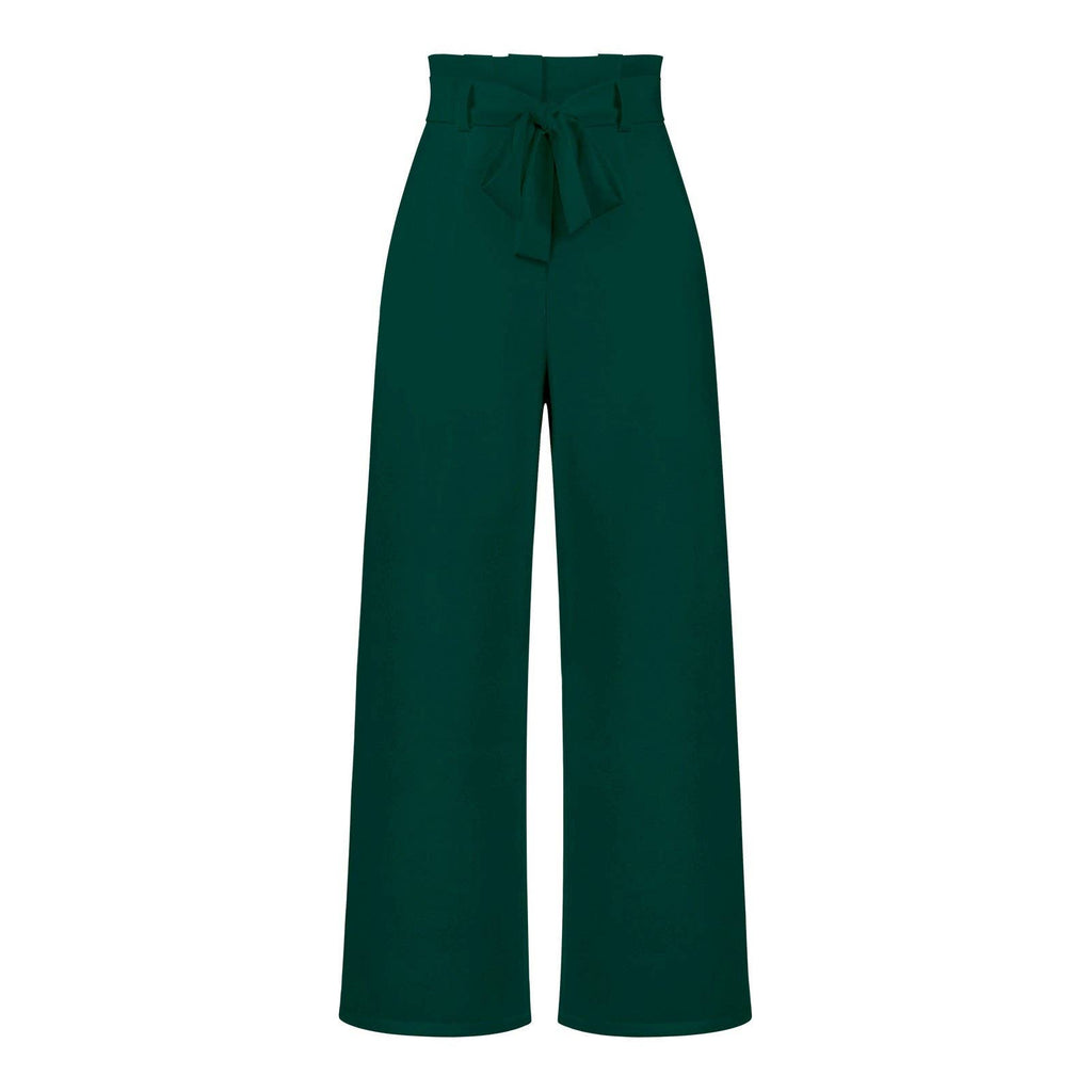 Women's Wide-Leg Trousers with Belt Casual Commuter Pants