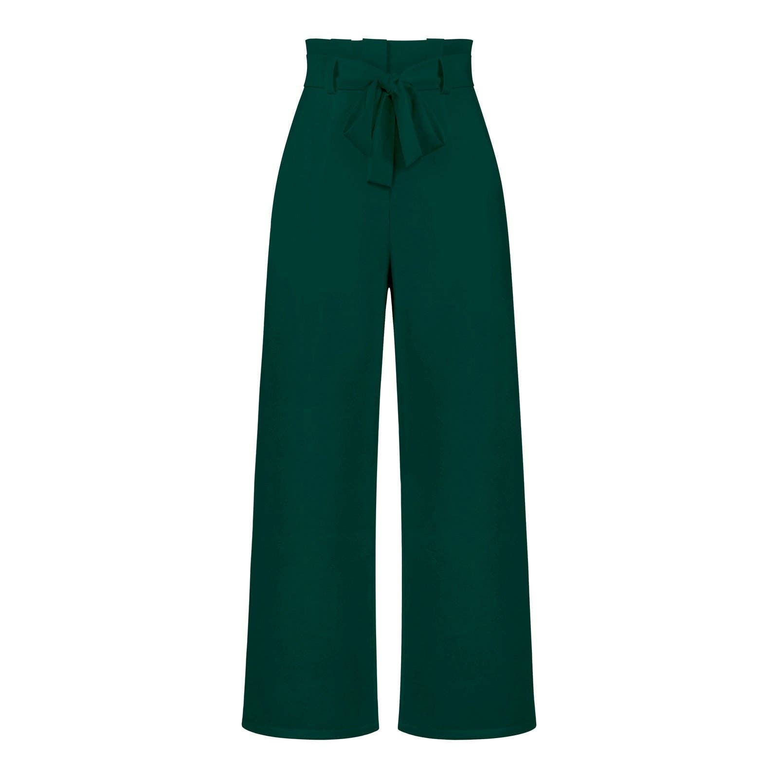 Women's Wide-Leg Trousers with Belt Casual Commuter Pants