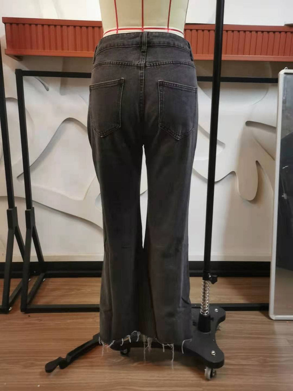 Western basic high rise flare ripped jeans