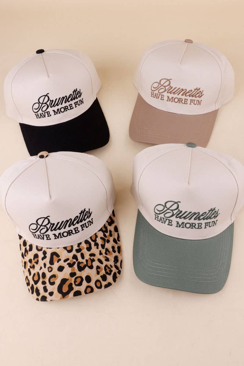 ,,,....1015 Brunettes Have More Fun Two Tone Canvas Cotton Cap SI-28911