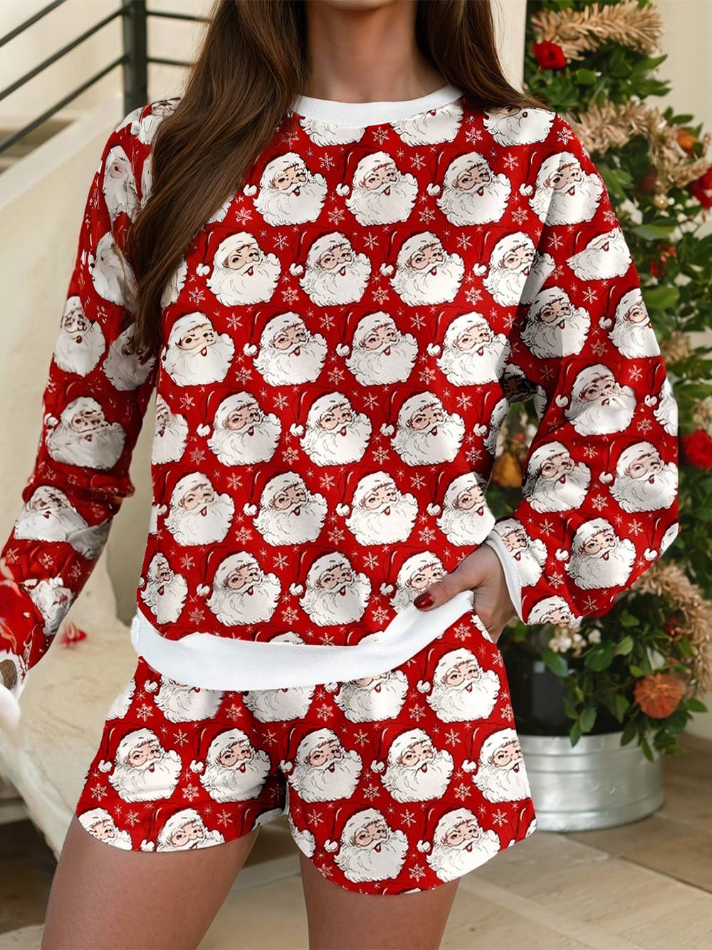 Ho Ho Ho Christmas Fashion Print 2pcs Lounge Short Set