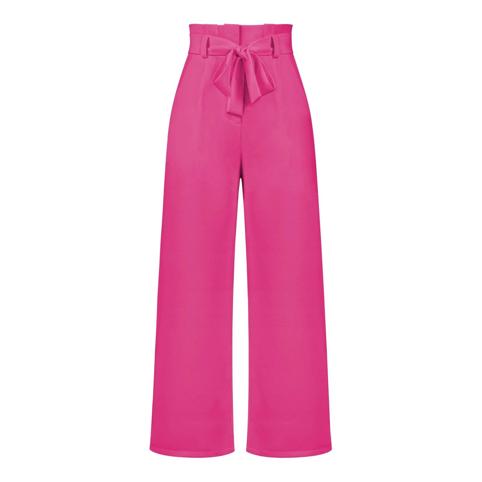 Women's Wide-Leg Trousers with Belt Casual Commuter Pants