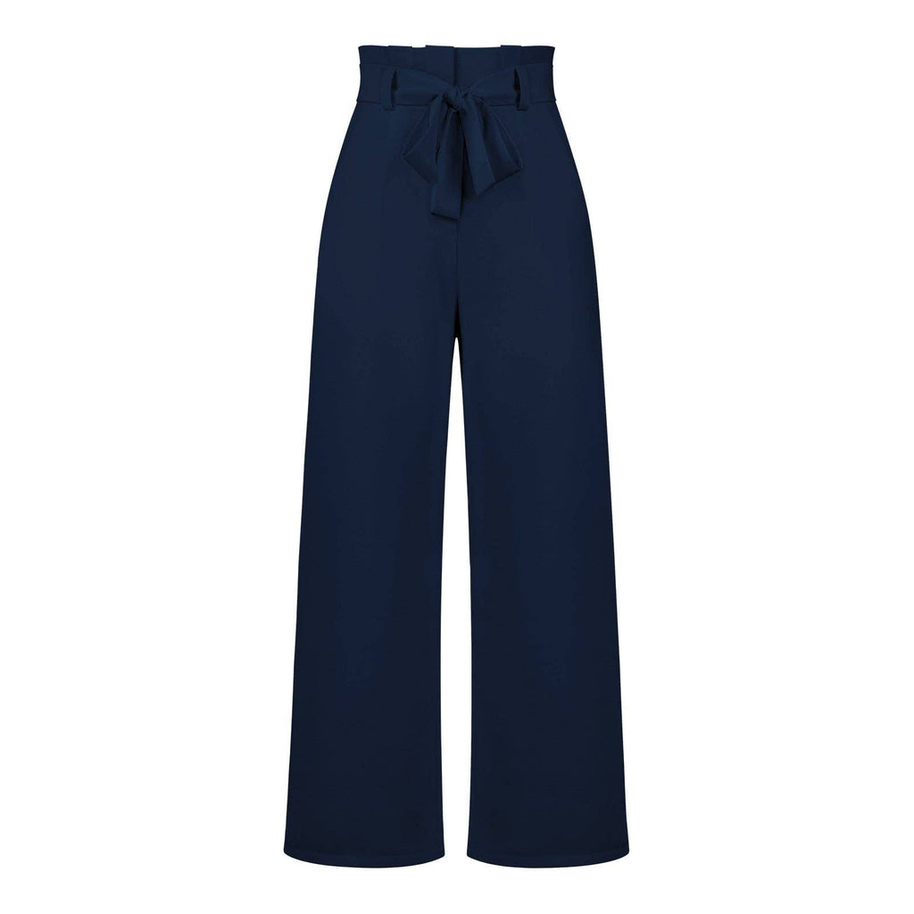 Women's Wide-Leg Trousers with Belt Casual Commuter Pants