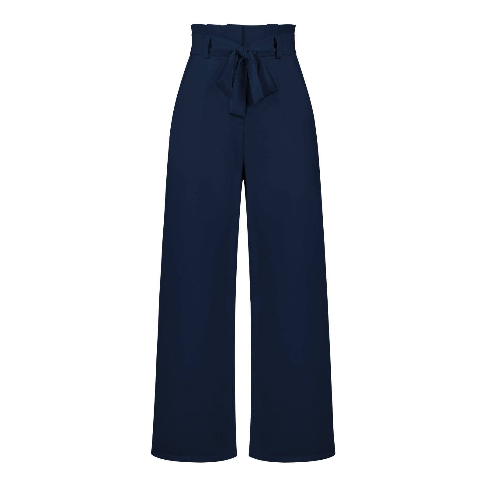 Women's Wide-Leg Trousers with Belt Casual Commuter Pants