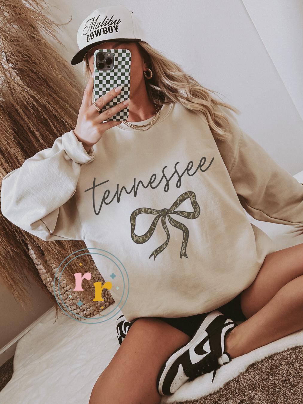 Camo Tennessee Coquette Graphic Crewneck Sweatshirt