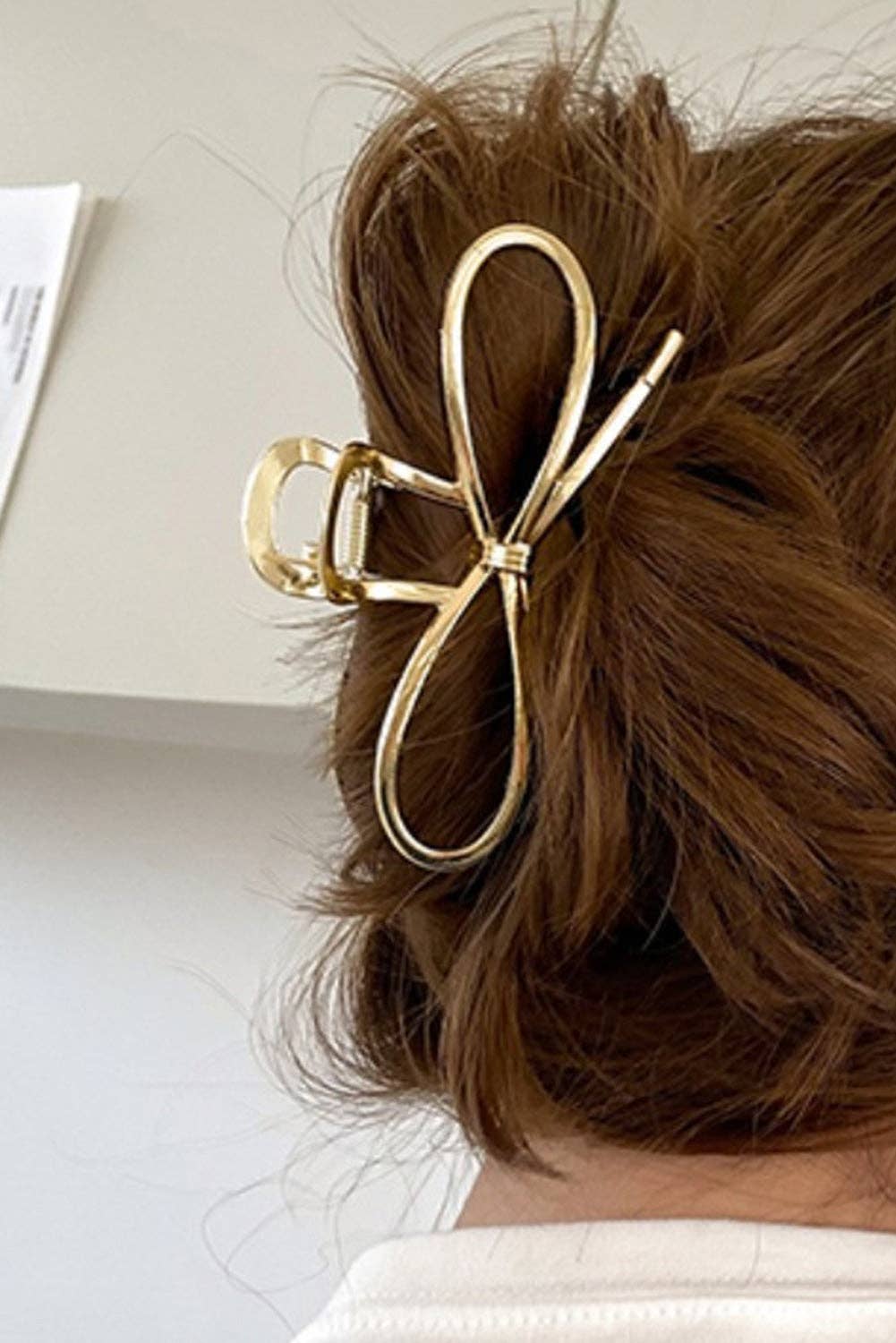 Gold Metal Bow Hair Claw Clip