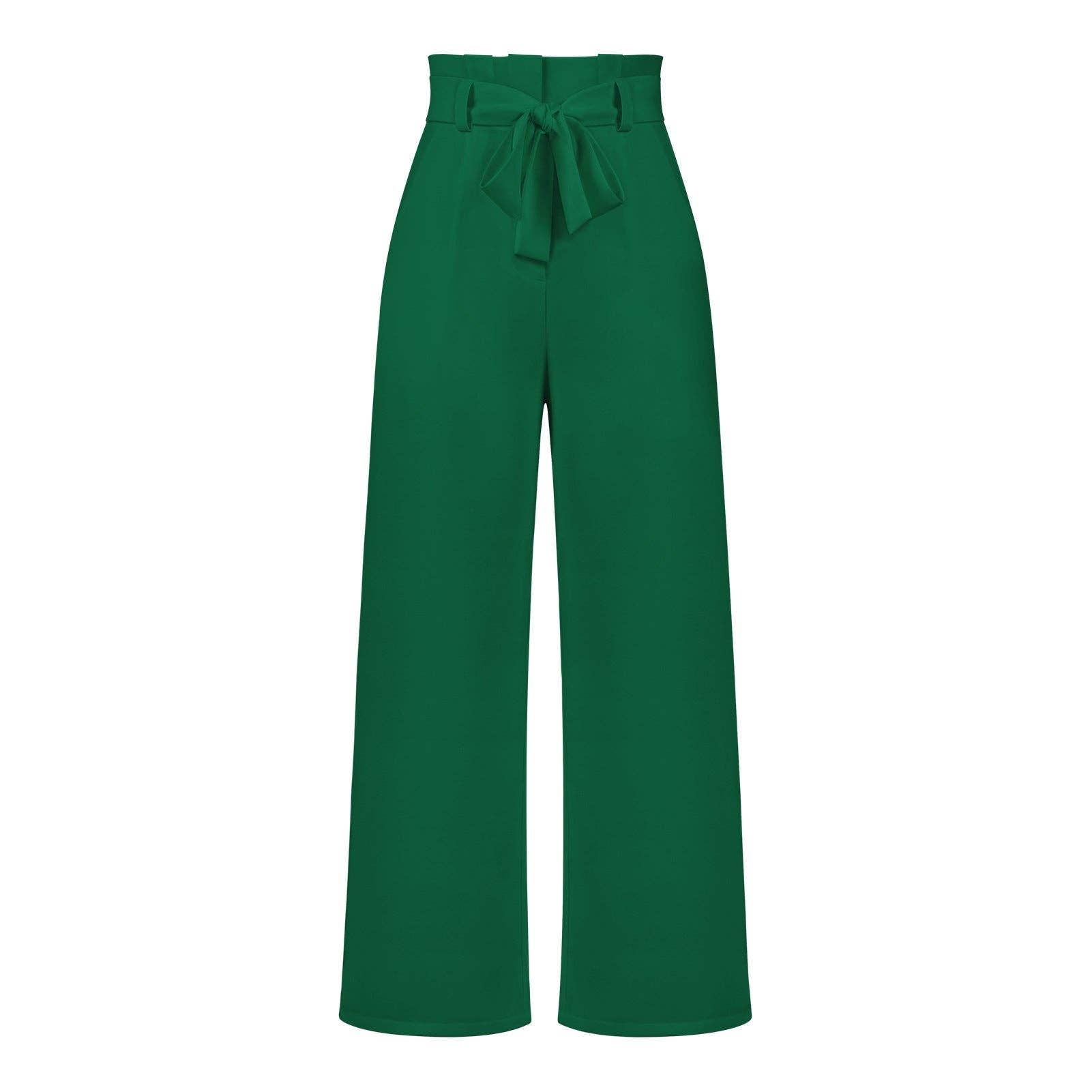 Women's Wide-Leg Trousers with Belt Casual Commuter Pants