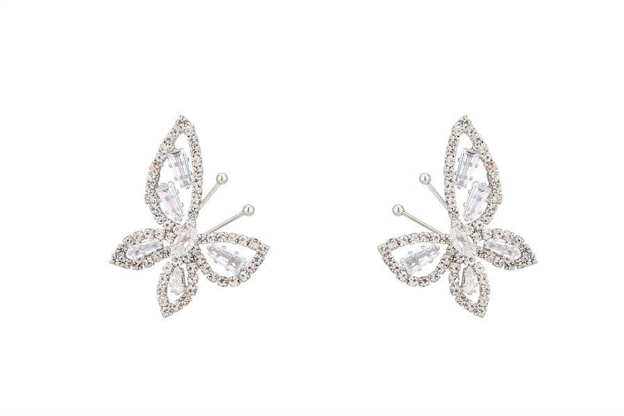 Ladies Rhinestone Butterfly Fashion Earring