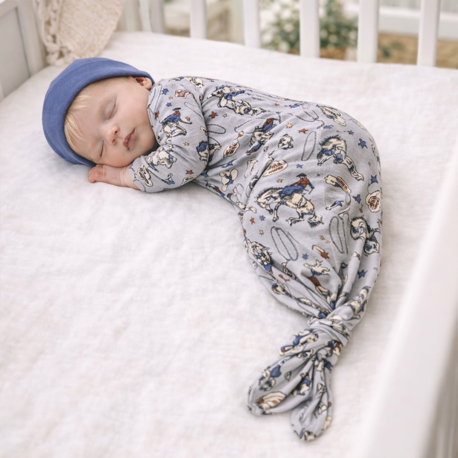 Western Cowboy Rodeo Baby Gown -  Bamboo Newborn Layette