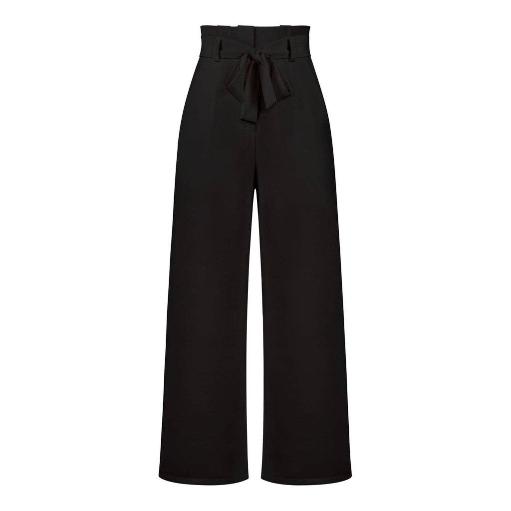 Women's Wide-Leg Trousers with Belt Casual Commuter Pants