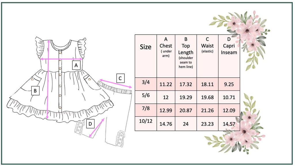 Girls Magenta Flower & Gray Check Pocket Capri Spring Set