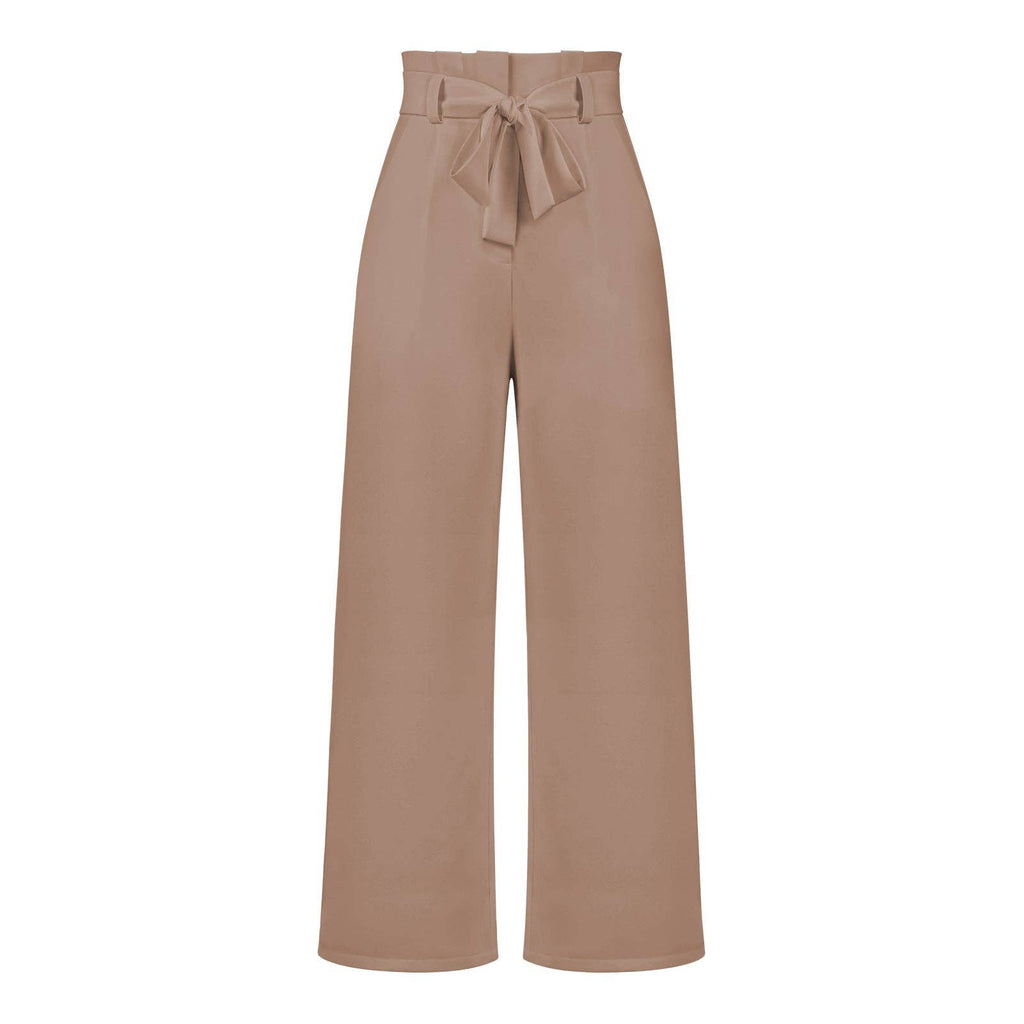 Women's Wide-Leg Trousers with Belt Casual Commuter Pants