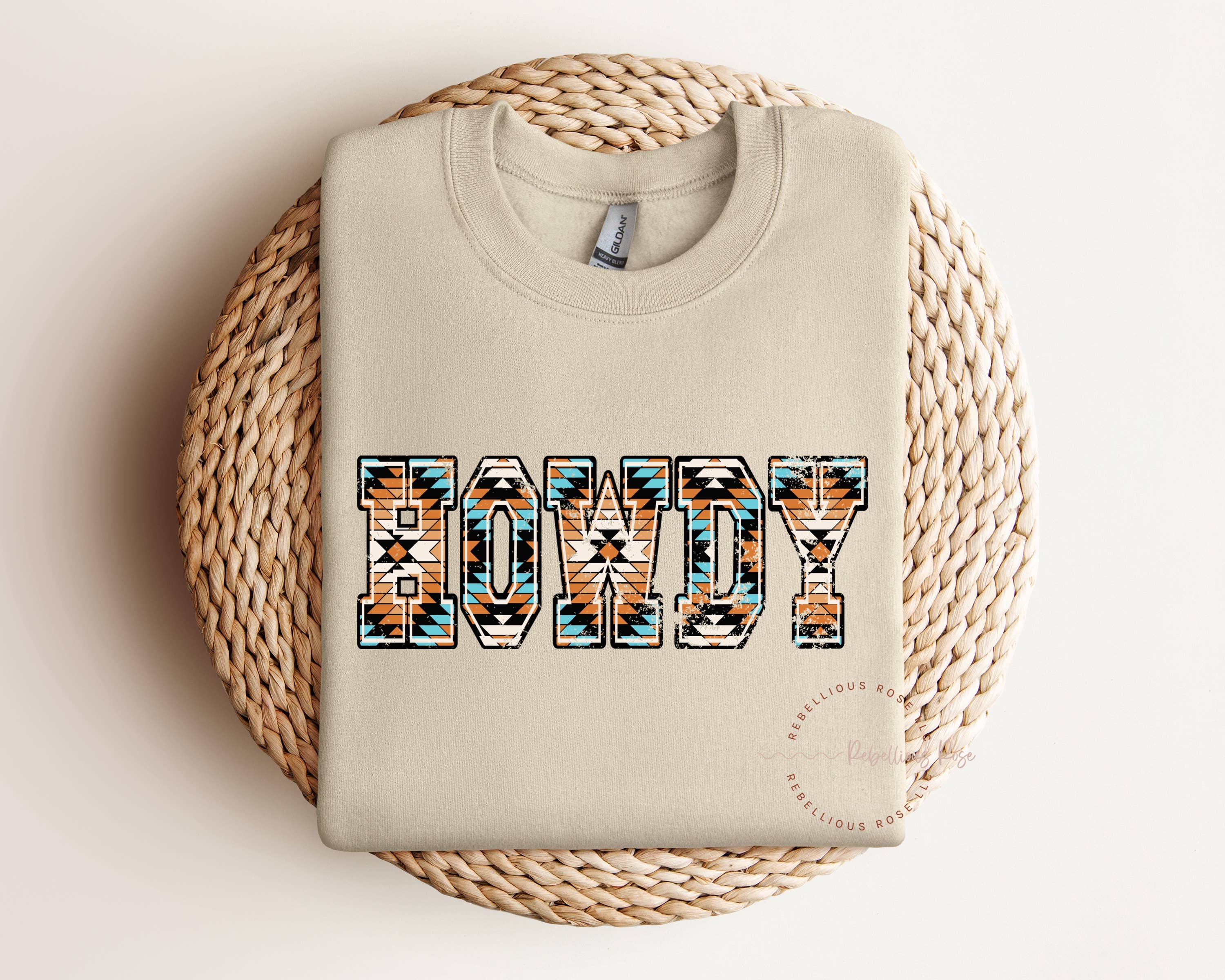 Howdy Western Aztec Graphic Crewneck Sweatshirt
