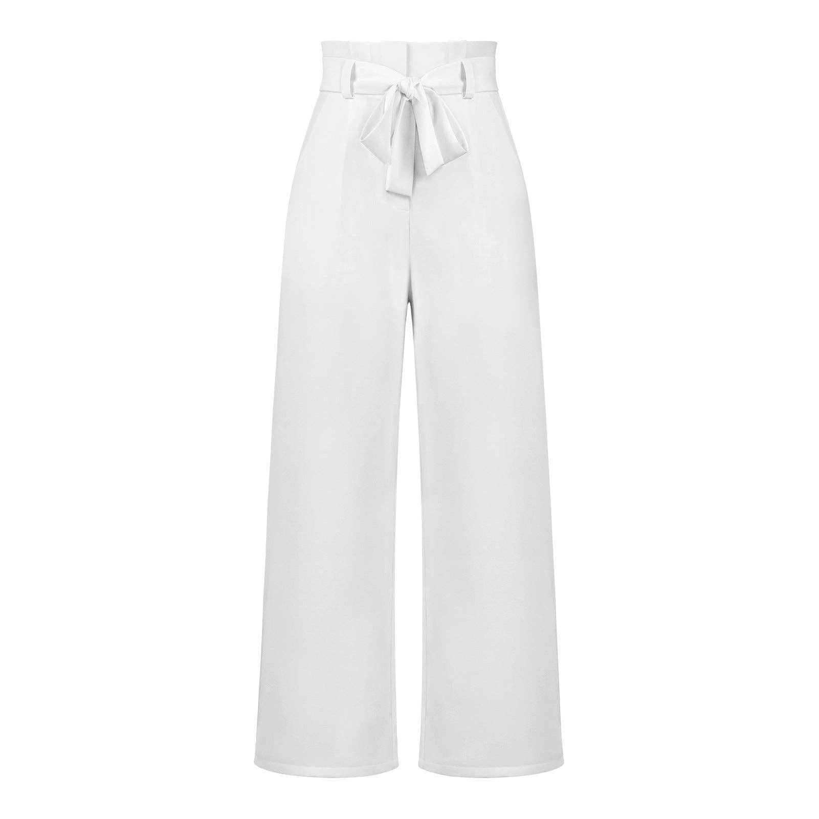 Women's Wide-Leg Trousers with Belt Casual Commuter Pants