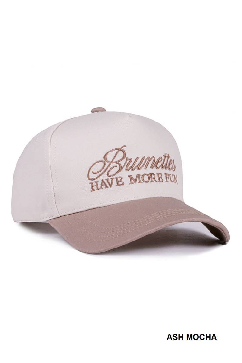,,,....1015 Brunettes Have More Fun Two Tone Canvas Cotton Cap SI-28911