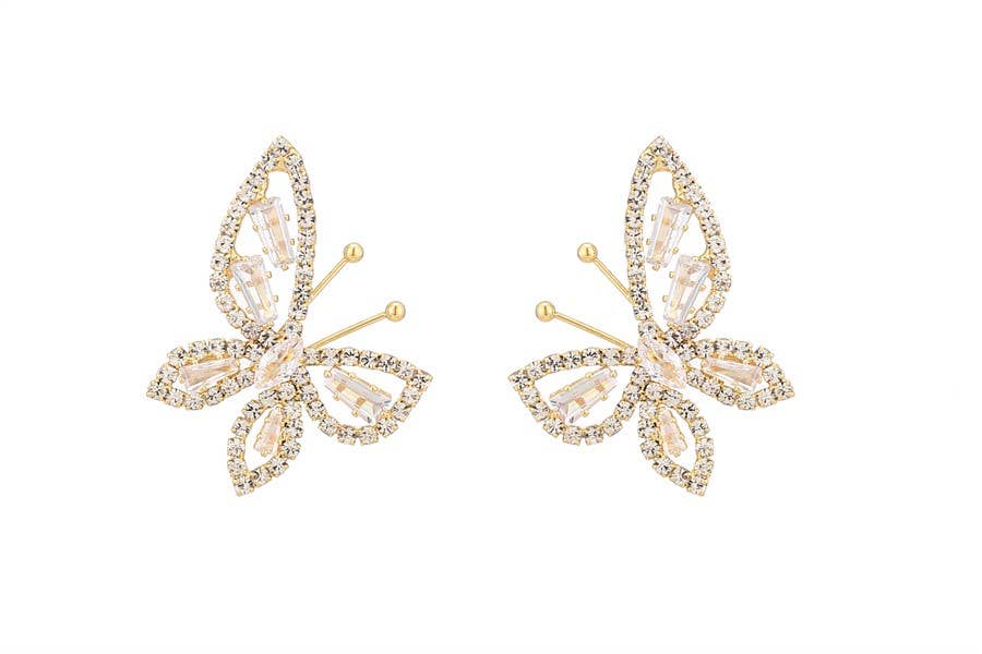 Ladies Rhinestone Butterfly Fashion Earring