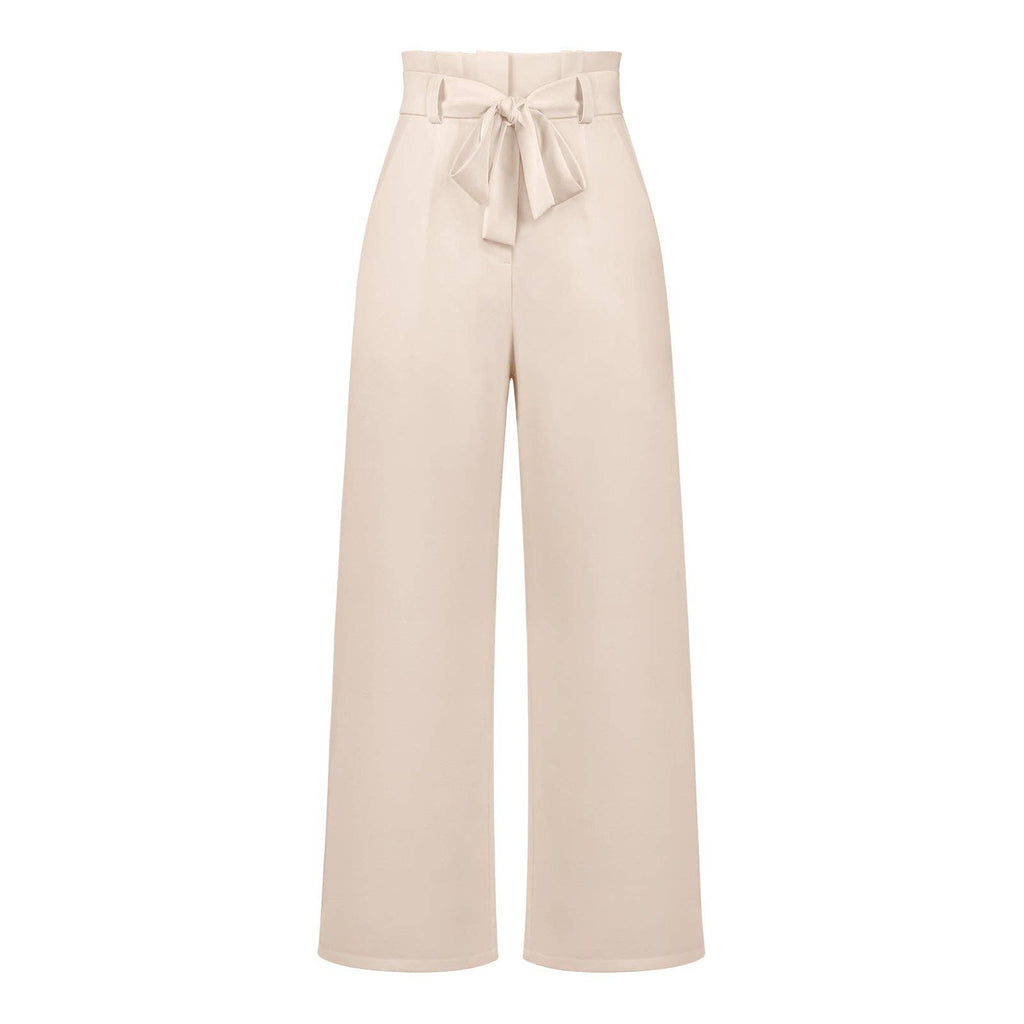 Women's Wide-Leg Trousers with Belt Casual Commuter Pants