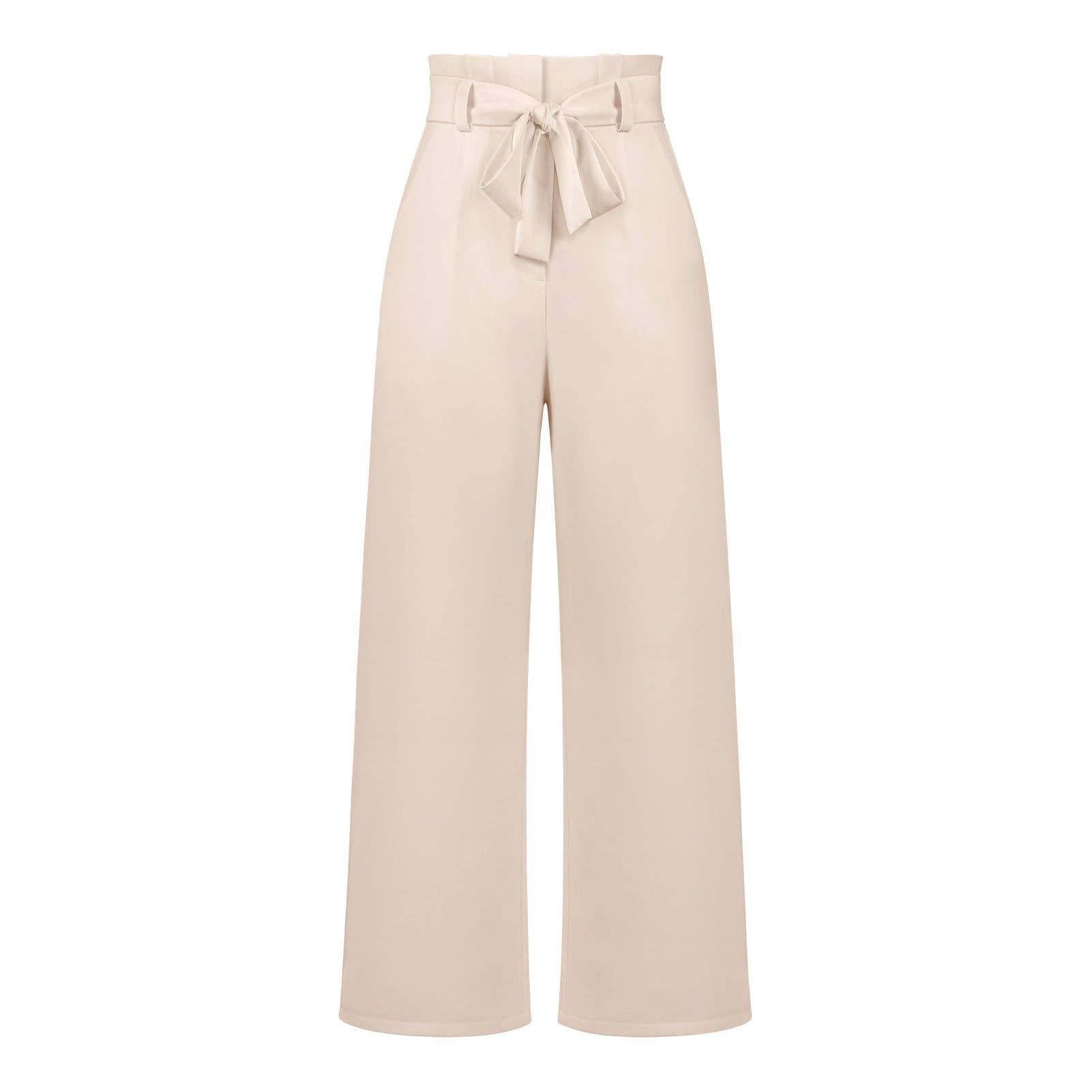 Women's Wide-Leg Trousers with Belt Casual Commuter Pants