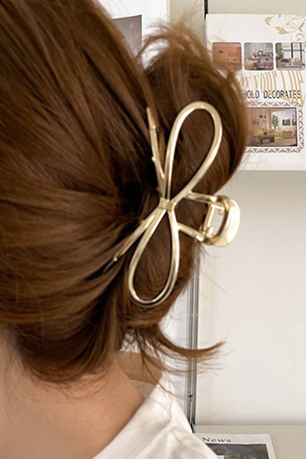 Gold Metal Bow Hair Claw Clip