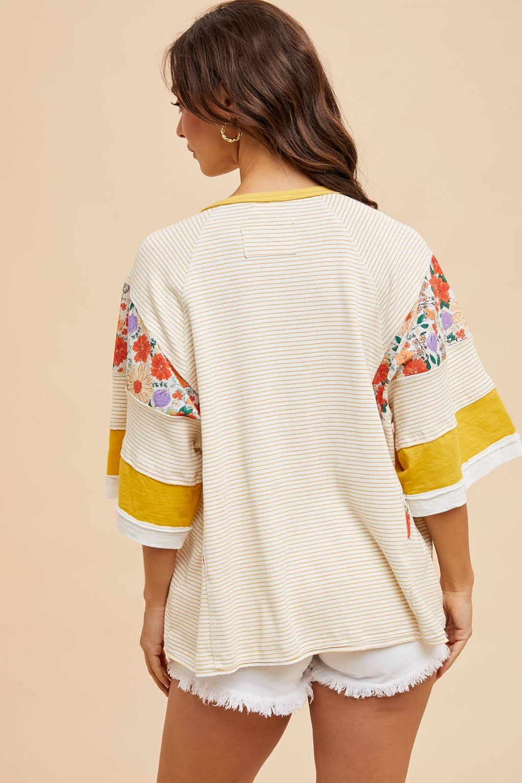 STRIPED MIXED MEDIA T-SHIRT