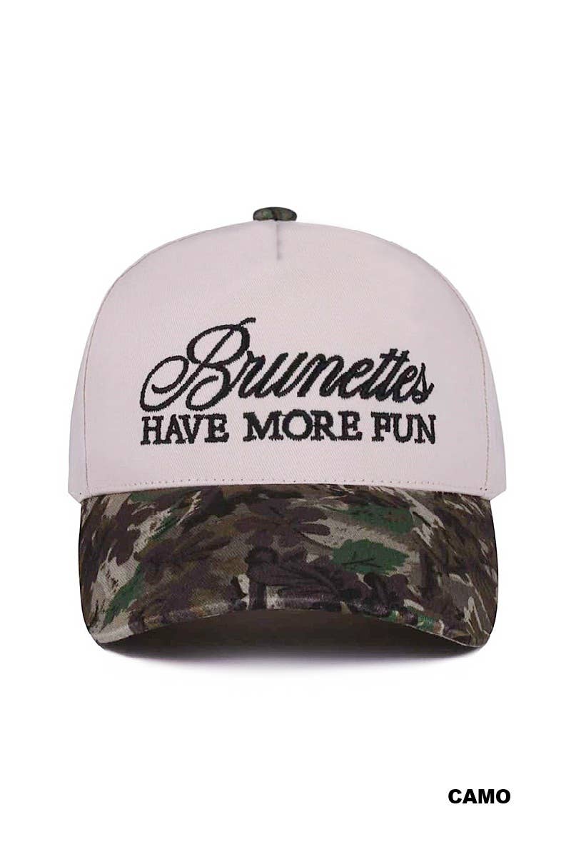,,,....1015 Brunettes Have More Fun Two Tone Canvas Cotton Cap SI-28911