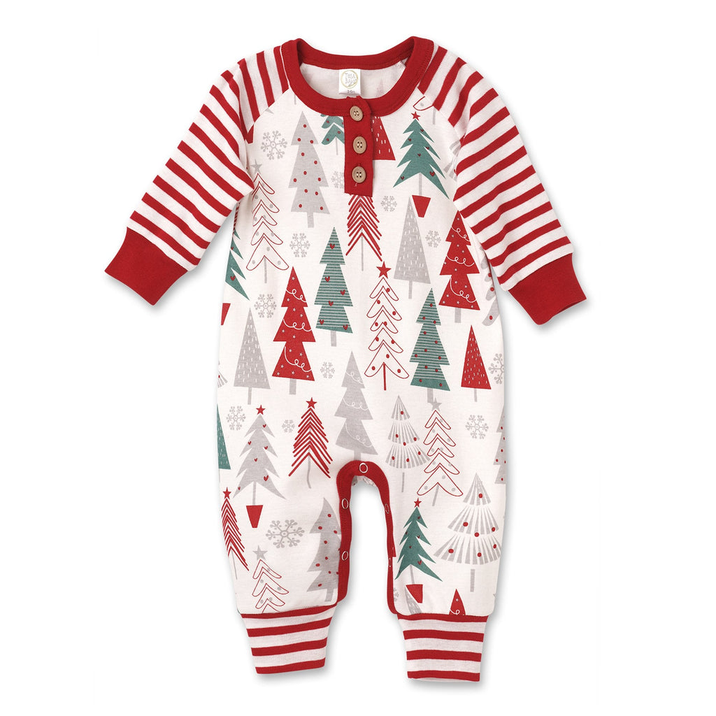 Christmas Tree Baby Romper – Soft Cotton Holiday Outfit