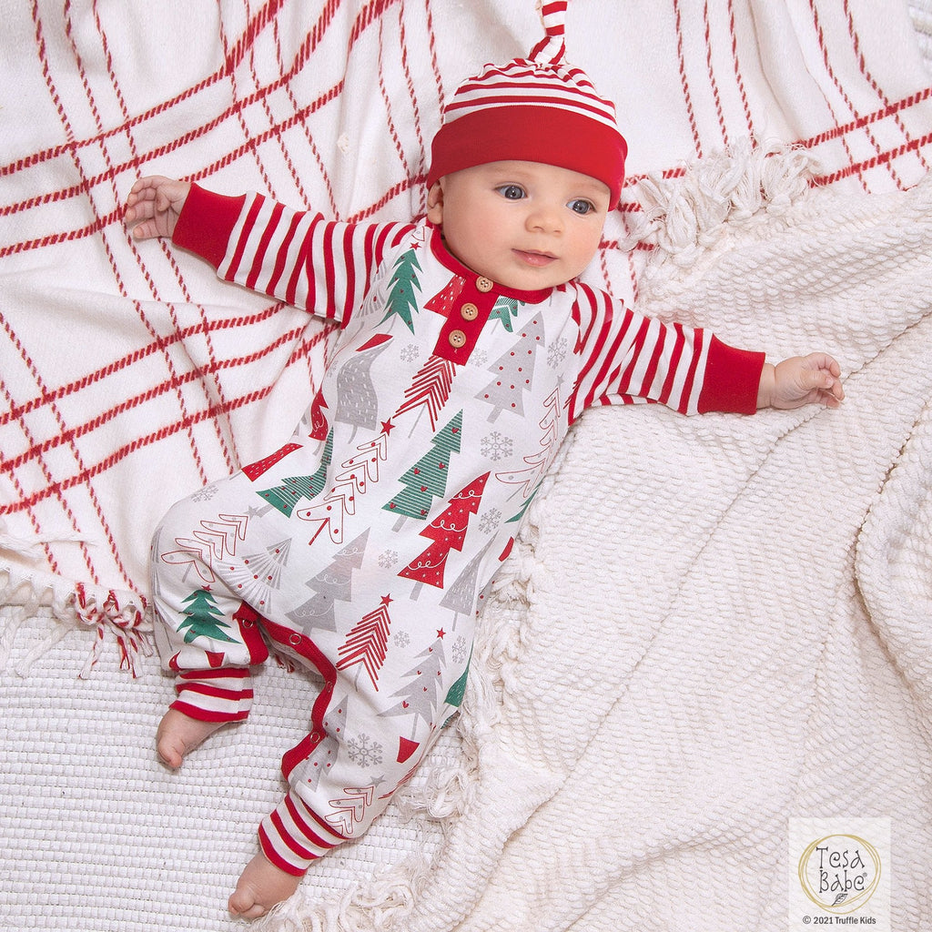 Christmas Tree Baby Romper – Soft Cotton Holiday Outfit