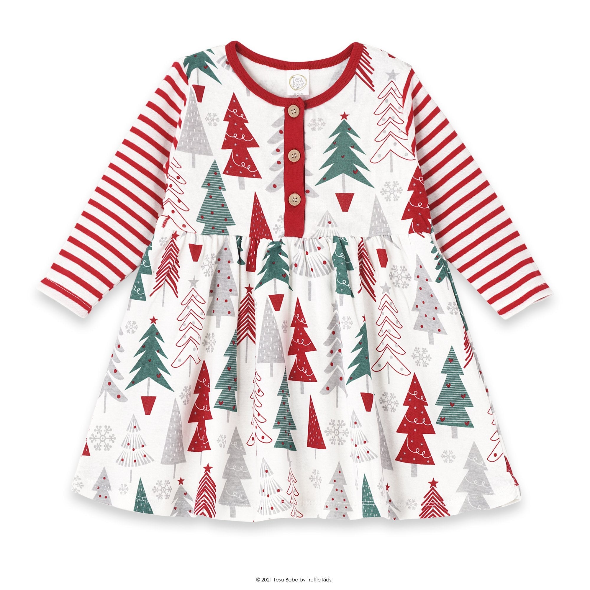 Baby Girl's Christmas Trees Cotton Dress