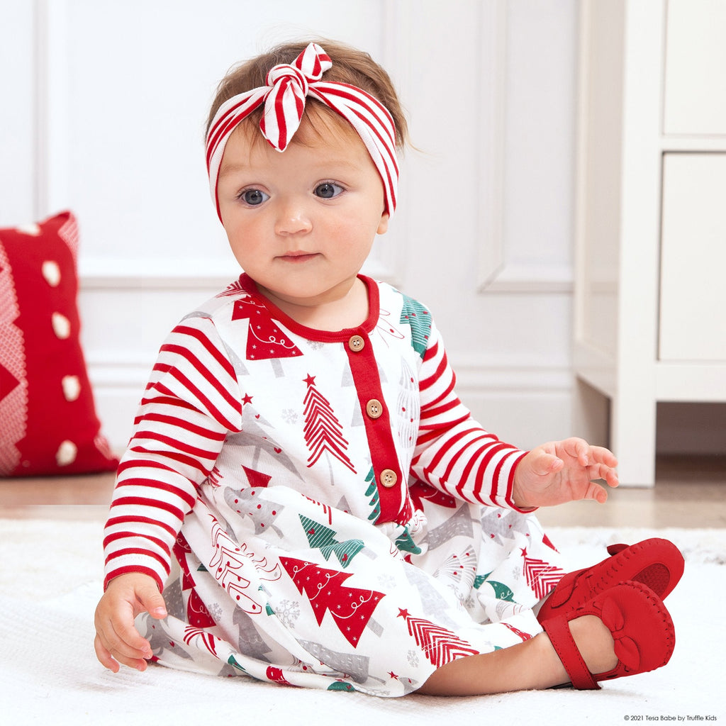 Baby Girl's Christmas Trees Cotton Dress