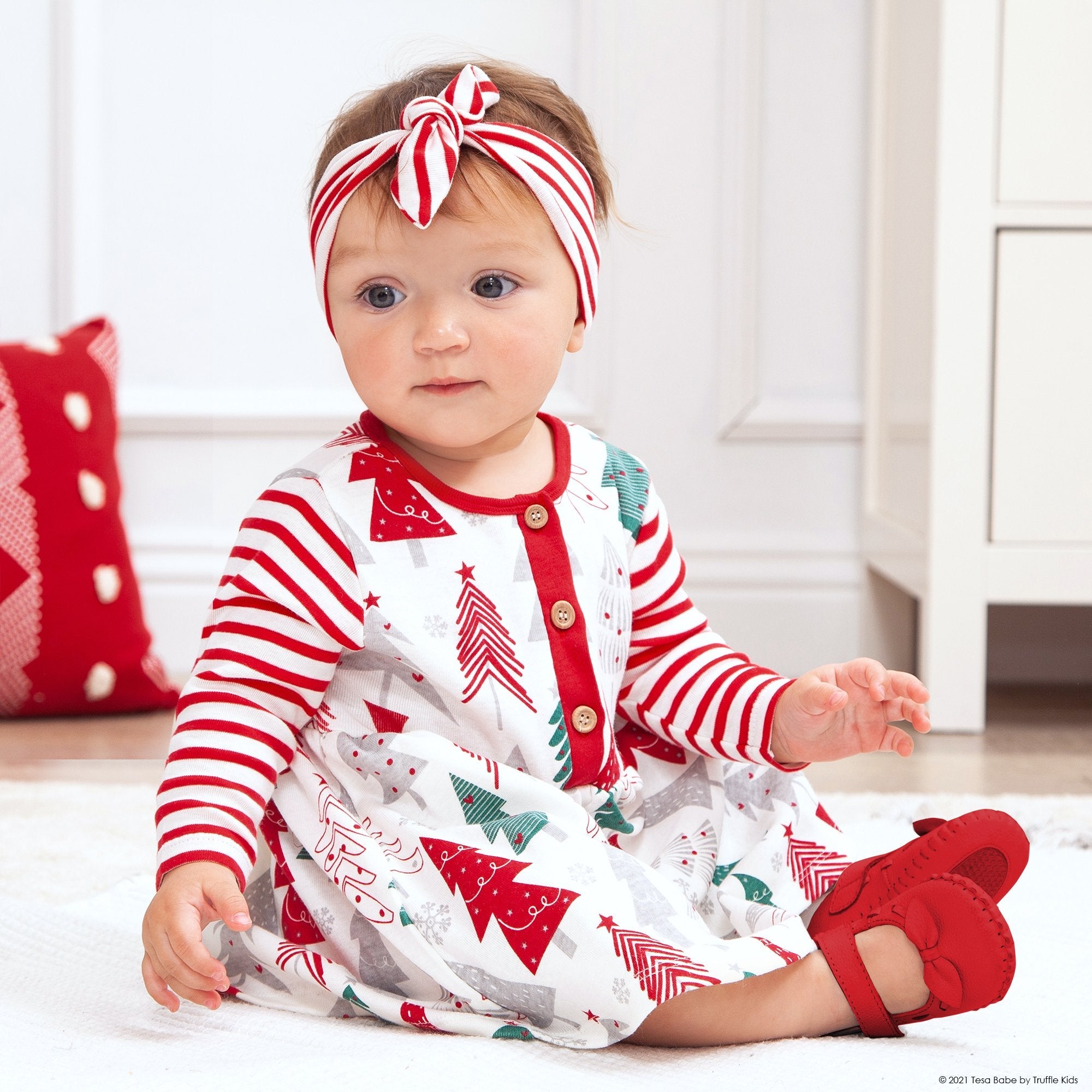 Baby Girl's Christmas Trees Cotton Dress