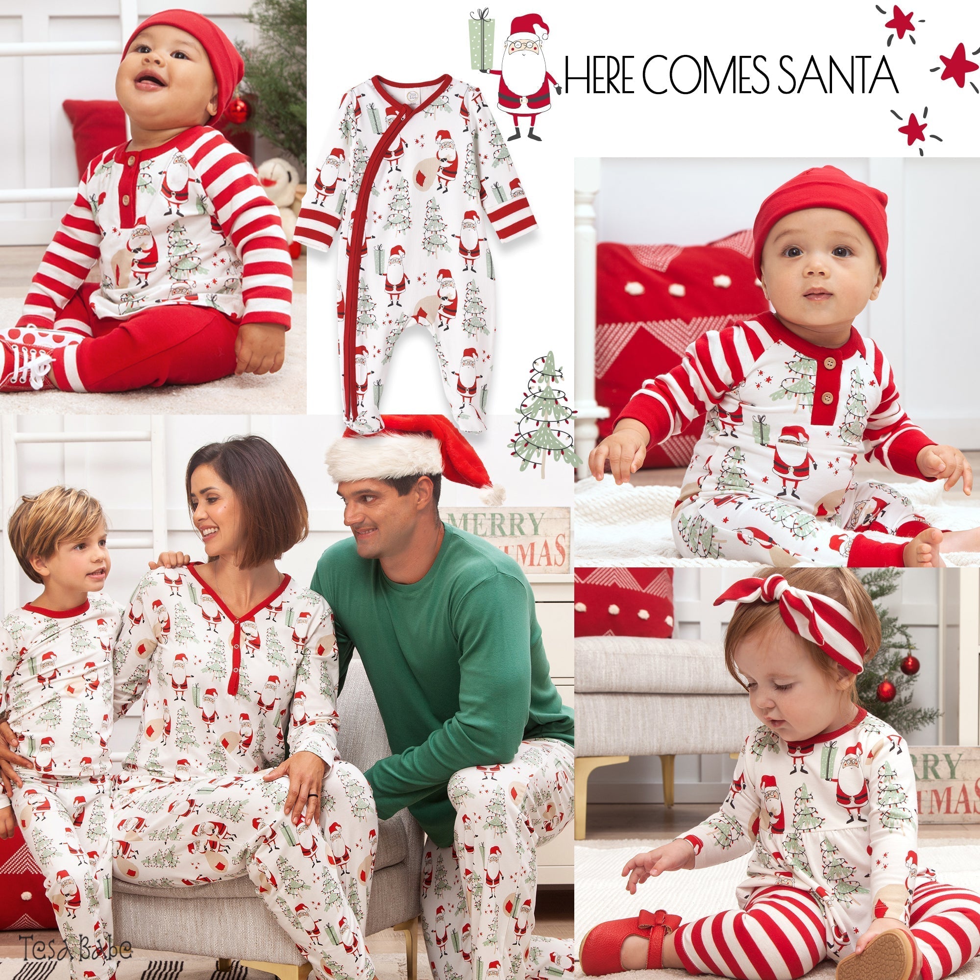 Christmas Santa Women's Bamboo Pajama Set Family Matching